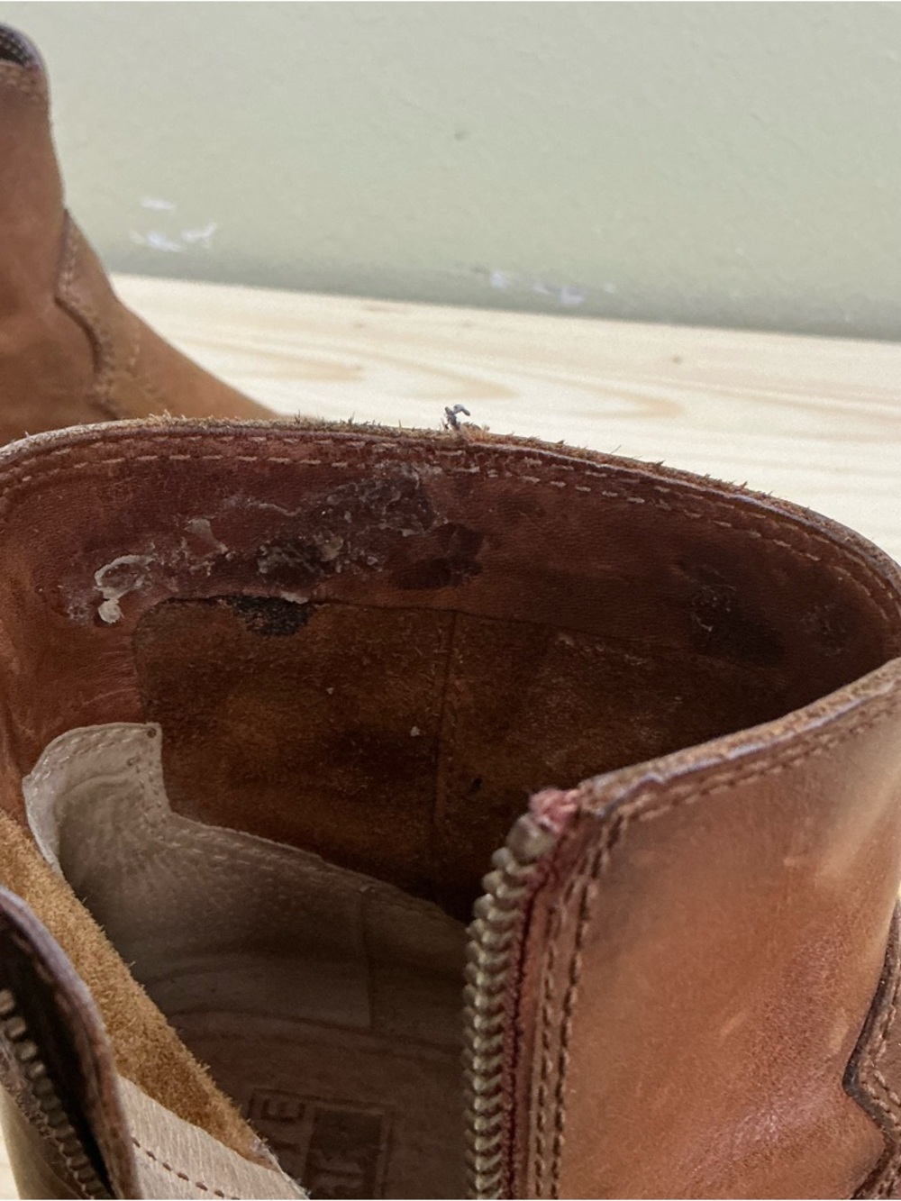 Frye Claire Bootie Side Zipper Size 7M Leather Semi-Pointed Toe Stacked Heel - Picture 9 of 13